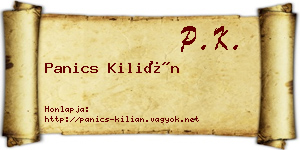 Panics Kilián névjegykártya